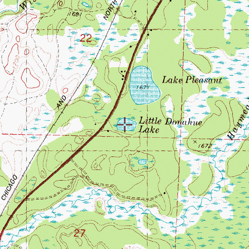 Topographic Map of Little Donahue Lake, WI
