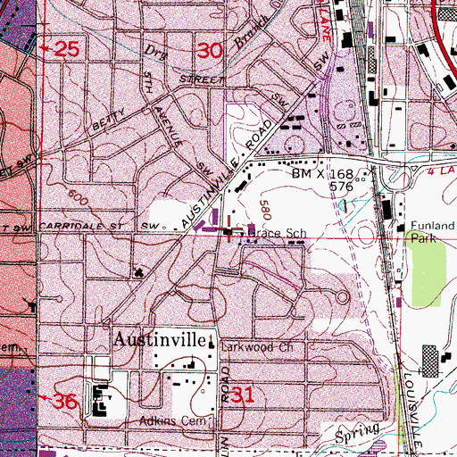 Topographic Map of Grace Baptist School, AL