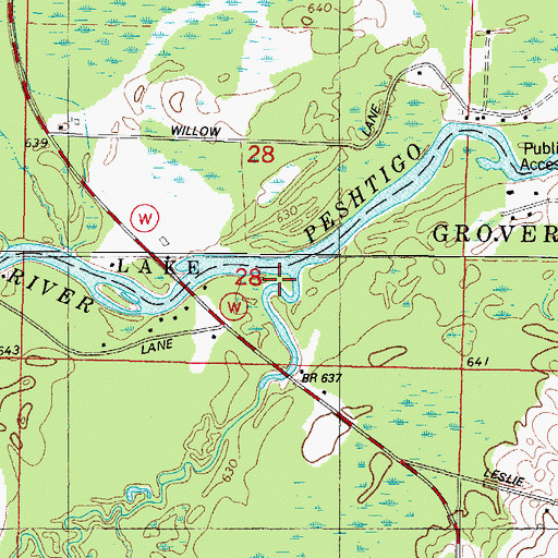 Topographic Map of Little Peshtigo River, WI