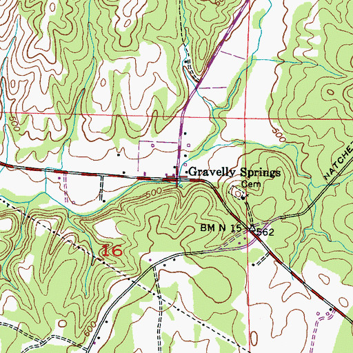Topographic Map of Gravelly Springs, AL