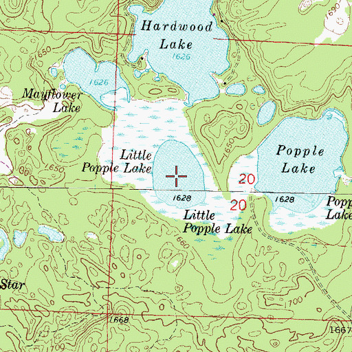 Topographic Map of Little Popple Lake, WI