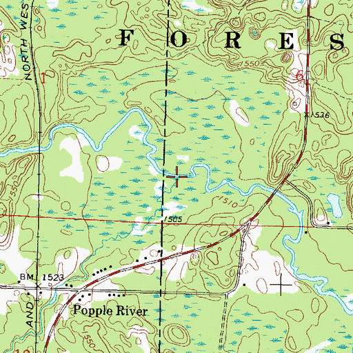 Topographic Map of Little Popple River, WI