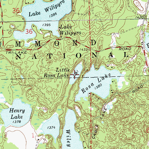 Topographic Map of Little Rosa Lake, WI