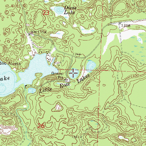 Topographic Map of Little Rose Lakes, WI