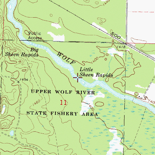 Topographic Map of Little Sheen Rapids, WI
