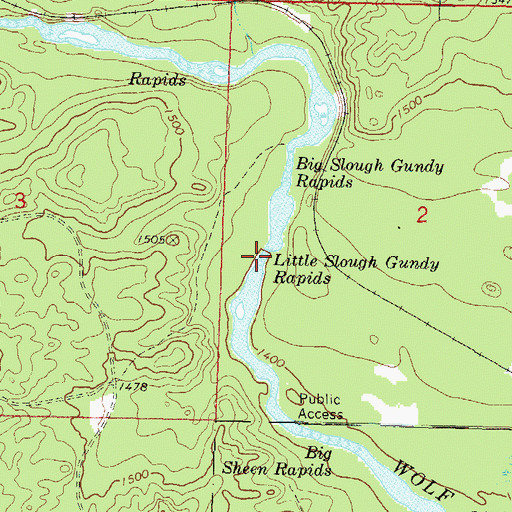 Topographic Map of Little Slough Gundy Rapids, WI