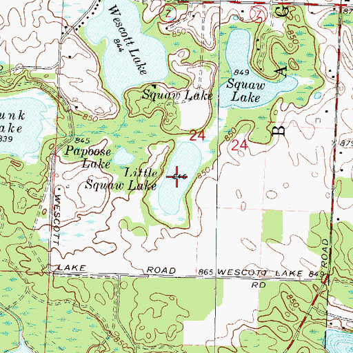 Topographic Map of Little Squaw Lake, WI