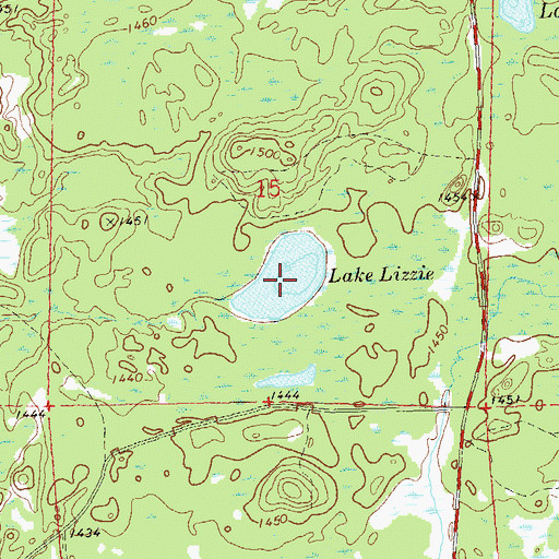 Topographic Map of Lake Lizzie, WI