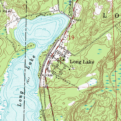 Topographic Map of Long Lake, WI