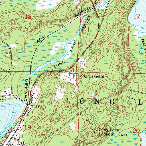 Topographic Map of Long Lake Cemetery, WI