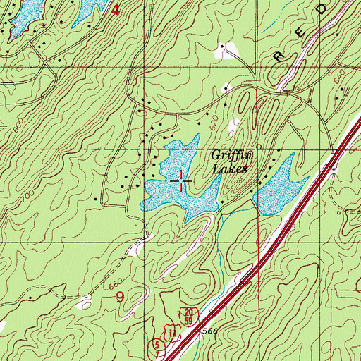 Topographic Map of Griffin Lakes, AL
