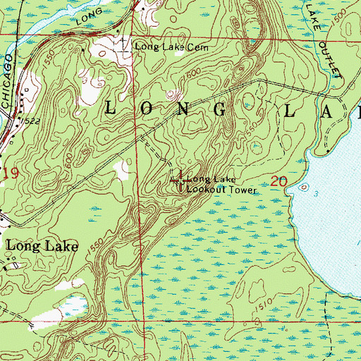 Topographic Map of Long Lake Lookout Lower, WI