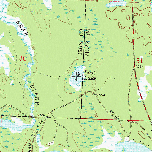 Topographic Map of Lost Lake, WI