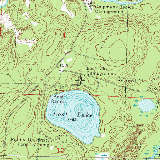 Topographic Map of Lost Lake Campground, WI