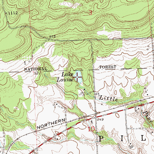 Topographic Map of Lake Louise, WI