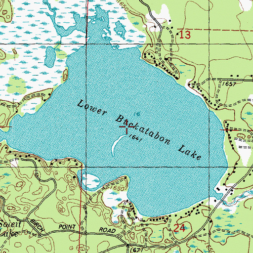 Topographic Map of Lower Buckatabon Lake, WI