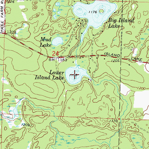 Topographic Map of Lower Island Lake, WI