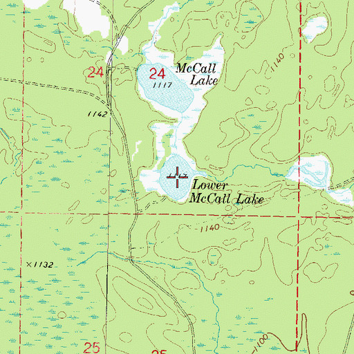 Topographic Map of Lower McCall Lake, WI
