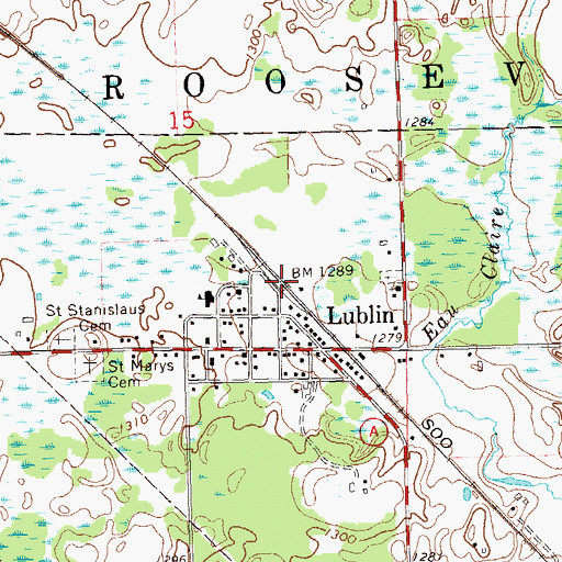 Topographic Map of Lublin, WI