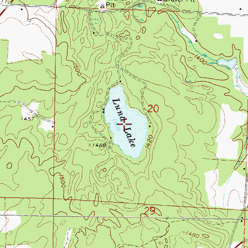 Topographic Map of Lund Lake, WI