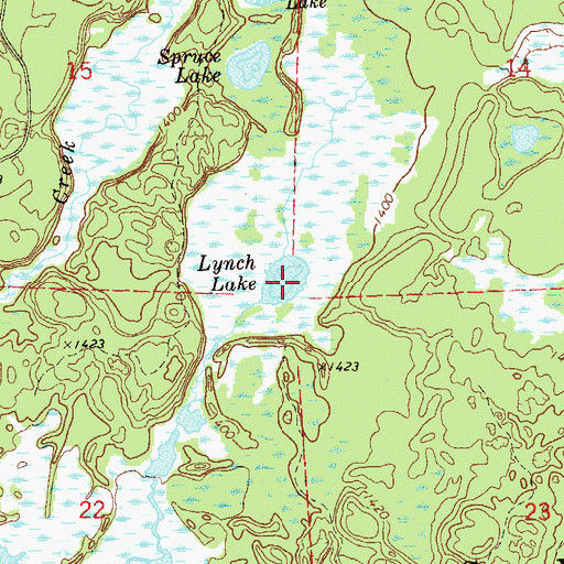 Topographic Map of Lynch Lake, WI