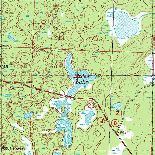 Topographic Map of Mabel Lake, WI