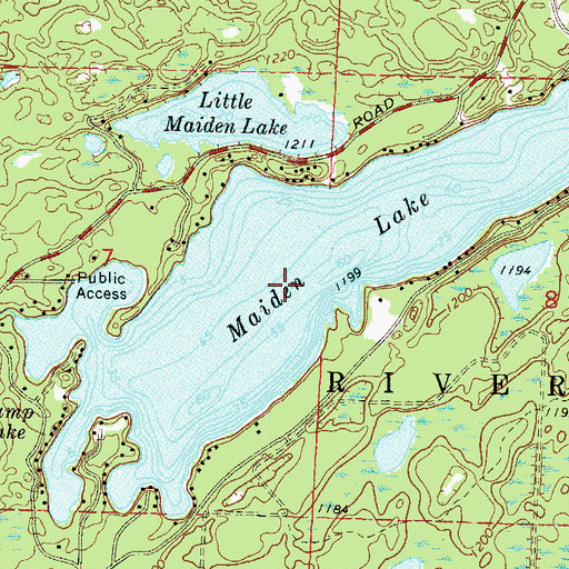 Topographic Map of Maiden Lake, WI