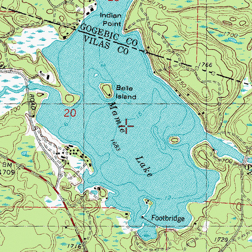 Topographic Map of Mamie Lake, WI