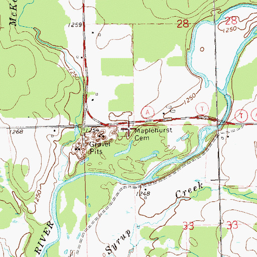 Topographic Map of Maplehurst Cemetery, WI