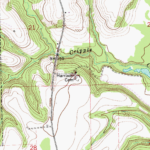 Topographic Map of Harrison Cemetery, AL