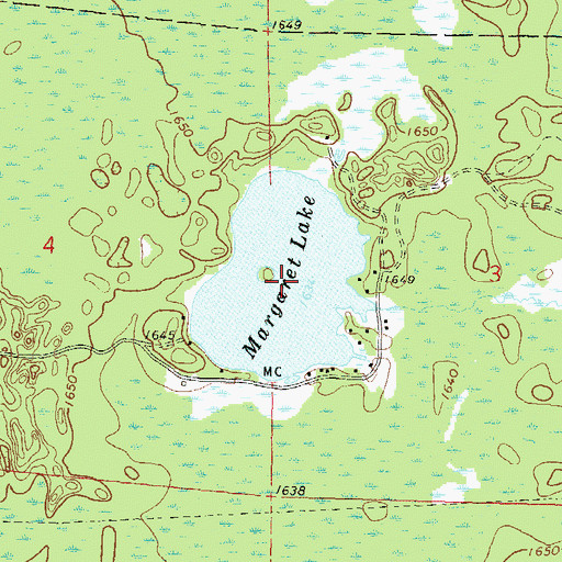 Topographic Map of Margaret Lake, WI