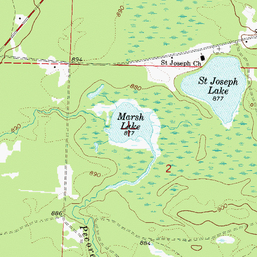 Topographic Map of Marsh Lake, WI