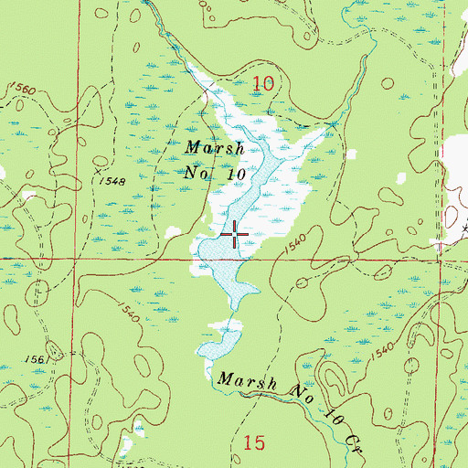 Topographic Map of Marsh Number Ten, WI