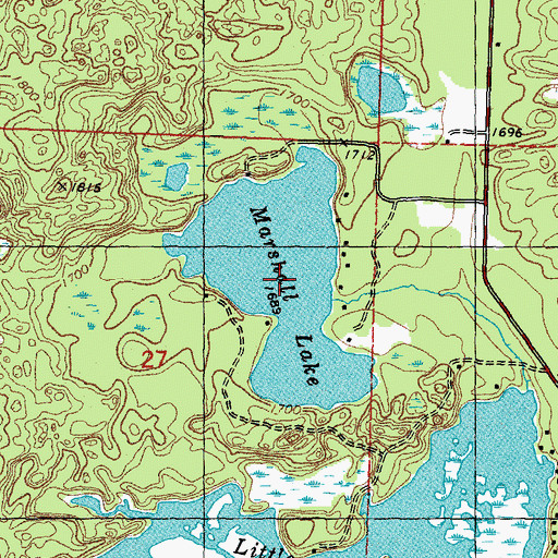 Topographic Map of Marshall Lake, WI