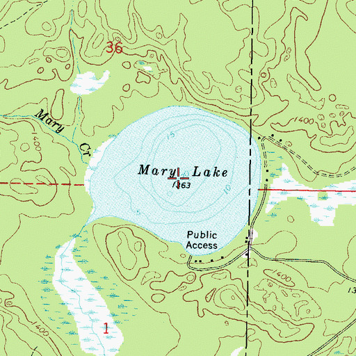 Topographic Map of Mary Lake, WI