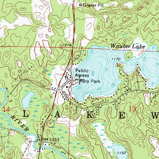 Topographic Map of Mary Park, WI