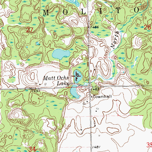 Topographic Map of Matt Ochs Lake, WI