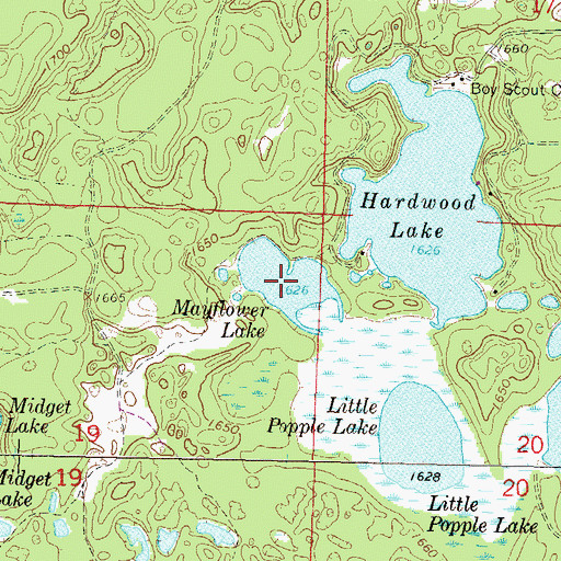 Topographic Map of Mayflower Lake, WI