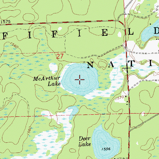 Topographic Map of McArthur Lake, WI