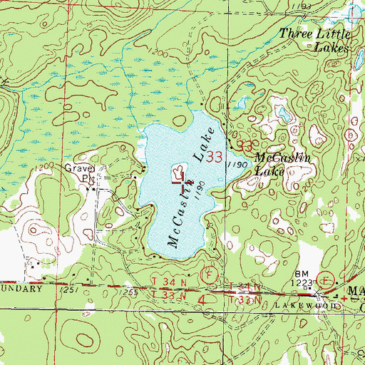 Topographic Map of McCaslin Lake, WI