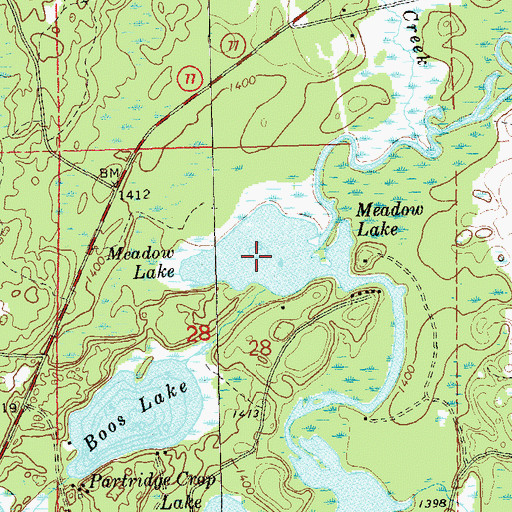 Topographic Map of Meadow Lake, WI