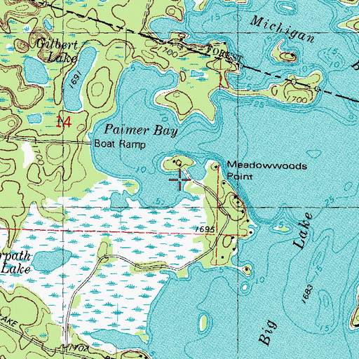 Topographic Map of Meadowwoods Point, WI