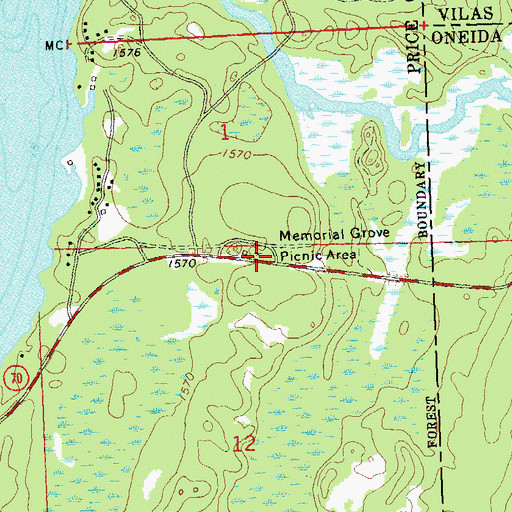 Topographic Map of Memorial Grove Picnic Area, WI