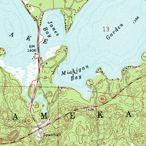 Topographic Map of Michigan Bay, WI