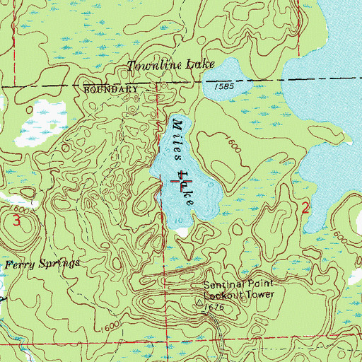Topographic Map of Miles Lake, WI
