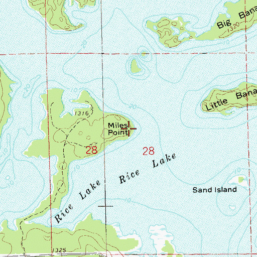 Topographic Map of Miles Point, WI