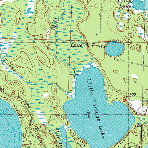 Topographic Map of Mill Creek, WI