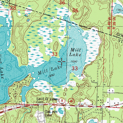 Topographic Map of Mill Lake, WI