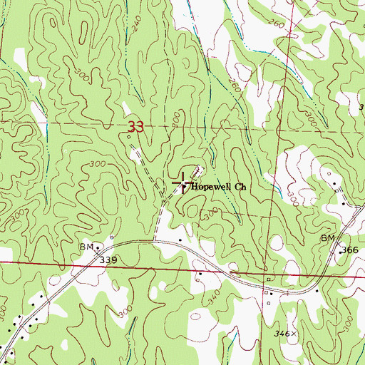Topographic Map of Hopewell Baptist Church, AL
