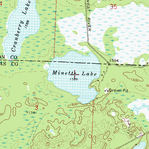Topographic Map of Minette Lake, WI